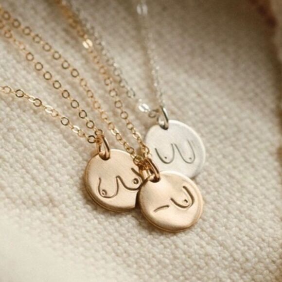 Delicate Rose Gold Tone Just One Breast Cancer Mastectomy Pendant Necklace NWT - Picture 3 of 12